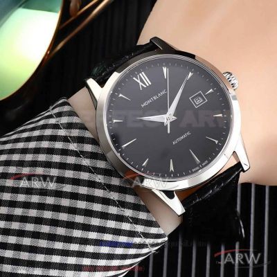 Perfect Replica Montblanc Meisterstuck Heritage Black Dial 40mm Automatic Men's Watch